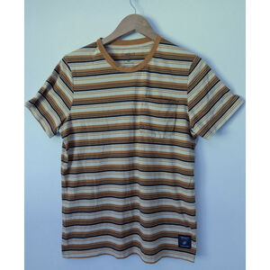 Impact Striped Men's Short Sleeve Pocket Tee Size Small Organic Cotton Blend EUC